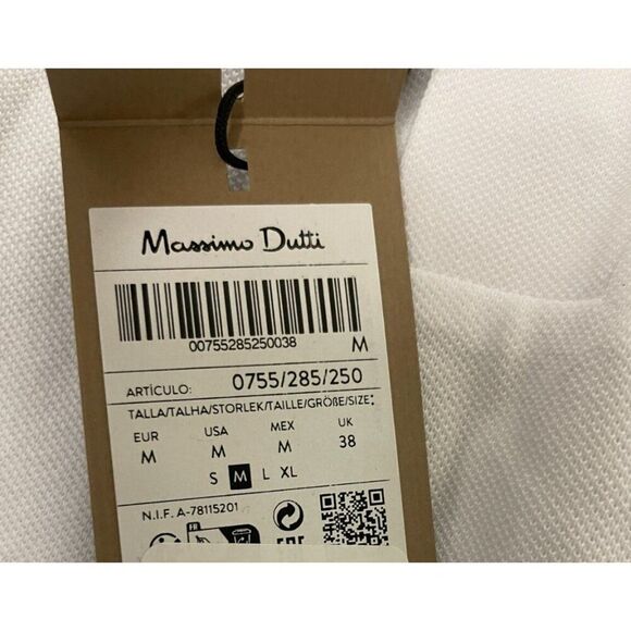 Massimo Dutti Men Polo Shirt M White Textured Short Sleeve Pullover 0755/285 NWT - Picture 6 of 10